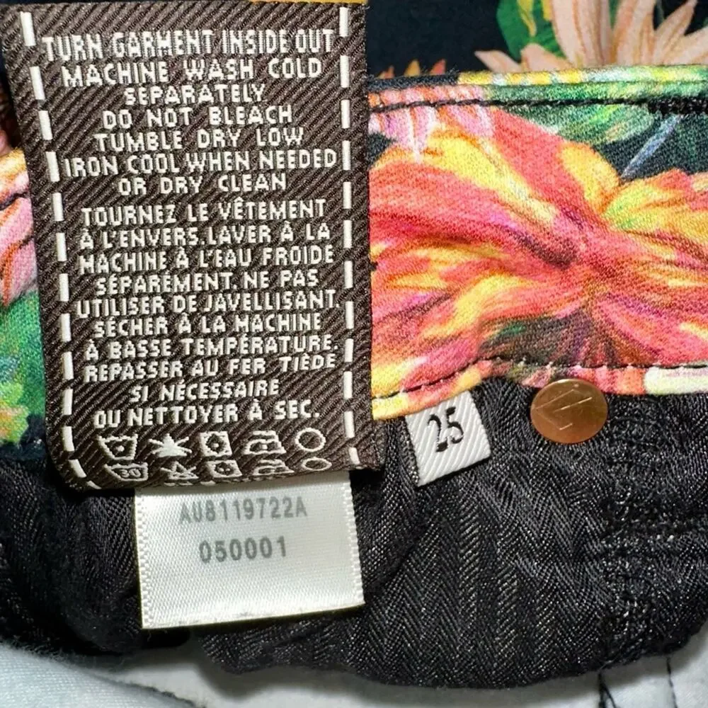 7 For All Mankind Floral Gwenevere Skinny Jeans Size 25